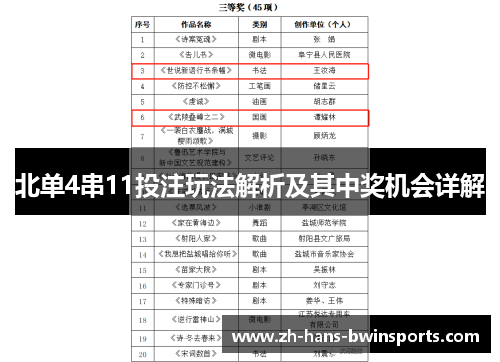 北单4串11投注玩法解析及其中奖机会详解